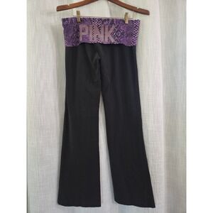 PINK Victoria's Secret Y2K Flare Fold Over Yoga Pants Purple Snakeskin Size Med